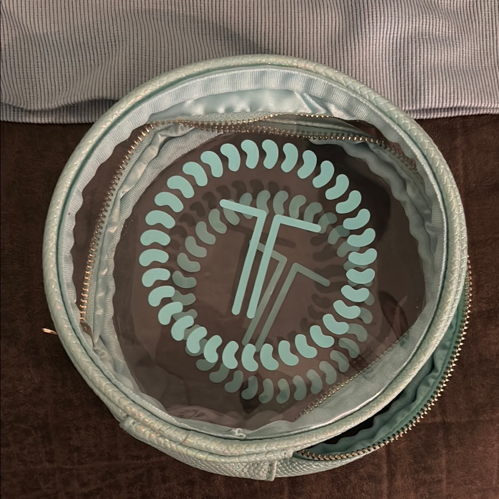 Transparent Cosmetic Bag with Blue Accents
